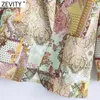 Zevity Women Vintage Paisleyトーテムプリントオープンステッチブレザーコート女性シックなビジネスカジュアルコートカーディガンスーツTops CT729 211122