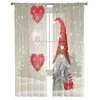 Rideau Tentures De Noël Gnome Flocon De Neige Amour Coeur Sheer Tulle Rideaux Pour Salon Chambre Fenêtre Décor À La Maison