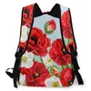 Sac à dos alpinisme bordure florale coquelicots rouges fleurs et anémones blanches sacs d'épaule sac à dos6783662