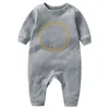 Spot goods newborn kids Rompers baby Boys and girls Fashion designer print pure cotton Long sleeve jumpsuit