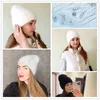 Enjoyfur chaud hiver femmes chapeaux doux angora laine tricot casquettes pour femme épaisse double doublure style russe marque décontracté crâne bonnets 211119