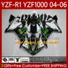 Motocicleta de carroçaria para Yamaha YZF-R1 YZF R1 1000 CC 2004-2006 Green Black Bodys 89NO.9 YZF1000 YZF R1 1000CC YZFR1 04 05 06 YZF-1000 2004 2005 2006 OEM Feeding Ki
