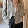 Matakawa Loose Solid Women Blazers Korea Höst Simple Office Lady Blazer Lapel One Button Long-Sleeved Suit Coat Kvinna 211019