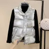 Gilet imbottito autunno inverno lucido da donna Solido colletto alla coreana Cerniera da donna Giacca casual senza maniche Gilet per donna 211008