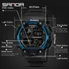 Sanda Sports Sport Watch Мужчины Многофункциональный хронограф 5Bar Водонепроницаемый будильник Светодиодные цифровые наручные часы Reloj Hombre 6009 G1022