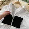 Fashion Slim Women Shirts Big Bows Single Breasred Back Zippers Lady White Turn-down Collar Lantern Sleeve Blouse 210601