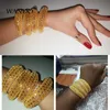 Wando 4 sztuk Etiopski Biżuteria Złoty Kolor Bransoletki Dla Kobiet Dziewczyna Dubaj Afryki Bransoletki Prezenty B141 210918