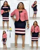 5xl 6XL Plus Size Women Dwie kawałek Sukienka Kurtka Topy i Afrykańskie Dresses Elegancki Design Office Lady Suit