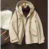 Women's Wool & Blends Hand Sewn Tweed Coat 2022 Autumn Winter Wear Casual Hooded Women B032 Bery22