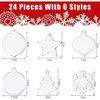 Z 22 M Czerwony Jedwabisty Wstążka 24 PC Choinki Ornament Wyczyść Akrylowe Boże Narodzenie Drzewo Hangtag Karty Wiszące Snowflake Star Lantern Home Okno Dekoracja G158Wnk