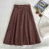 Surmiitro Midi Skirt Women For Autumn Winter Fashion Casual Ladies Koeran Blue Pink Green High Waist Skirt Female 211120