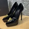 Designer High Heels Women Dress Shoes Ladies Black Bright Sandals Summer Banquet Wedding 35-42