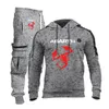 Survêtements pour hommes Mode Sweat à capuche décontracté Hommes Abarth Logo Mens Sweats à capuche Costume Printemps Automne Coton Sweat + Pantalon de survêtement 2 pièces Ensemble