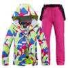 Skijacken Skianzug Damen Winter Schneebekleidung Set Dicke wasserdichte Jacke und Hose -30 Grad Snowboardanzüge