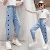 Hosen für Mädchen Herzmuster Casual Style Culottes Kinder Teenager Kleidung 6 8 10 12 14 210527