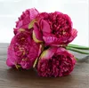 2021 5 Heads 1 Bunch European Artificial Flower Fake Peony Bridal Bouquet Christmas Wedding Party Home table Decorative flower