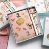 Leuke Cartoon Creatieve Handrekening Notepad Pen Set Notebook College Student Gift Box Notepads Magnetisch gesp Dagboek Boek