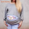 곰 리더 출산 임신 여성 스웨터 패션 봄 긴 소매 후드 탑 탑스 코튼 재미 있은 패턴 인쇄 복장 210708
