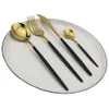 Черные золотые столовые приборы 18/10 посуда из нержавеющей стали 16шт / 24шт. Кухонная посуда нож вилка ложка ужина набор 201019