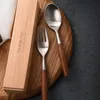 Western Fork Spoon Travel Set Stainless Fork Spoon Wooden Handle Cutlery Japanese Dinnerware Tableware Portable