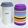Tapas de taza de silicona 9 cm Anti polvo a prueba de derrames Taza de café de grado alimenticio Tazas de té de la leche Tapa de sello ZZD9908
