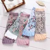 Toe Sock Mid-Tube Cotton Three-dimensional Small Flower 5 Finger Socks Harajuku Kawaii Women Socks 210720