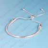 Pulseras de cuerda de mano de plata esterlina auténtica 925 para joyas de regalo de boda para mujeres de tamaño ajustable con caja original9658115