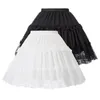 Femininas Ita Saias Crinoline Petticoat Party Party Underskirt Vintage Elastic Cintura 2-Loop Ruffles Balanço Preto Gótico Saia 210721