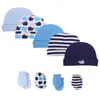 Unisex baby hattar + handskar bomull baby tillbehör födda monterade baby pojkar tjejer sätter söta huvudbonus nightcap sova 211023