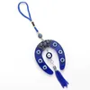 Turkiska Blå Evil Eye Keychain Bilnyckel Ring Amulet Lucky Charm Hängande Hängsmycke Jewerly G1019