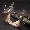 Vintage Baroque Crown Bridal Tiaras Headband Black Crystal Wedding Hair Accessories Prom Cake Round Diadem Head Jewelry