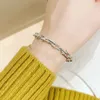 Link, Chain Stainless Steel Link Cable Hands Bracelets For Women Men Rose Gold Silver Color Circle Bracelet Jewelry Gifts