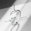 Todorova Nya Kvinnors Mode Smycken Högkvalitativ Crystal Zircon Leaf Bird Ring Kvinna Enkel Öppning Justerbar Ring G1125