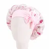 Koronki dla dzieci Elastyczne Kwiatowe Nightcap Cute Baby Bow-Knot Satin Drukowane Okrągłe Czapka Dzieciak Piękno Hair Care Hat Sleep Bonnet