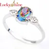 Anéis de casamento Luckyshien romance exclusivo Shine Mystic Labcreated Oval Rainbow Blue Russia Holiday Gift Australia Lovers7762263