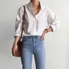Плюс размер свободных рубашек с длинными рукавами женская рубашка классическая шифон блузка женское простые стиль топы одежда леди blusas 9700 210527