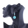 Perles rondes pour femmes tibétaines argent turquoise boucles d'oreilles breloques DYMTQE061 cadeau de mode style national femmes bricolage boucle d'oreille