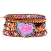 Romantische spirituele chakra lederen wrap armbanden met mix steen hart vorm 5 strengen armband klassieke sieraden bijoux dropshipping H0903