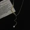 Maisui Pearl Pendant 쇄골 체인 여성의 일본식 및 한국 그물 레드 짧은 목 보석 구리 도금 정품 금 목걸이