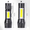 Portable Mini LED Flashlight Torch Lamp 350lm Built in Battery XPE COB Super Bright Q5 Torches Light Zoom Focus Camping Lights