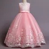 2022 Borgonha flor menina vestidos para contas de renda de casamento 3d Floral appliqued meninas pageant vestidos de renda vestidos de festa de renda princesa desgaste