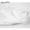 Yitimuceng Robes Femmes Été Bow Lace Up Mini Taille Haute Col V A-Ligne Solide Blanc Noir Mode Coréenne Casual Robe 210601