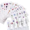 24pcs Kit d'autocollant de ongles Fleurs de dessin de carton de papillon