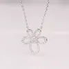 Sterling Silver Real 925 Necklaces For Women 2021 Trend Big Chain Vintage Jewelry Zircon Pendants Ginkgo Undefined Luxury Flower Q0531