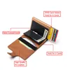 Brieftaschen Haspe PU-Leder Casual Kartenhalter Schutz Smart RFID Aluminiumgehäuse Schlanke Männer Frauen Geldbörse Brieftasche Box