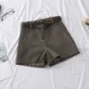 Heliar shorts vrouwen wide been wollen casual hoge taille met riemen elegante wol voor de herfst 210323