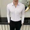 Män Business Shirt Solid Casual Slim Fit Långärmad T-shirts Högkvalitativ klänning Skjorta Man Streetwear Camisa Social Masculina 210527