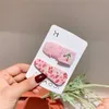 New Sweet Girl Princess Fashion Embroidered Fruit BB Clip Children's Simple Floral Plaid Fabric Hairpin Kids Hair Accessories