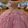 Princess Pink Mis 15 A￱os Abiti Quinceanera Pizzo 3D Applique Off the Shoulder Sweet 16 Abiti Vestidos De Xv A￱os