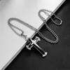 Pendant Necklaces Cross Stainless Steel Necklace With Rhinestone Modern Fashion Silvering Charm Chain Christian Jewelry Gift For Men Women